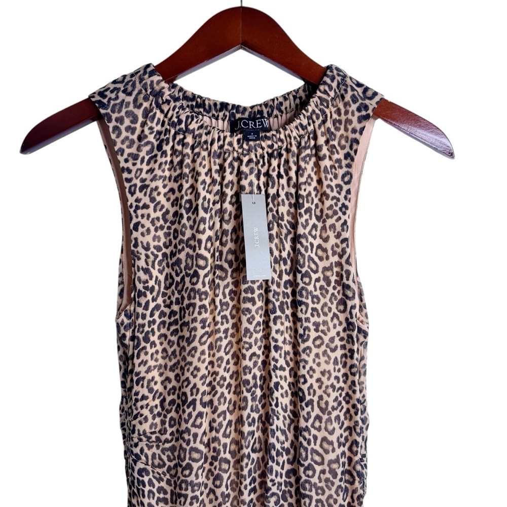 J. CREW NWT Gathered Sheath Maxi Dress in Leopard Chiffon Size 4 - Picture 3 of 15